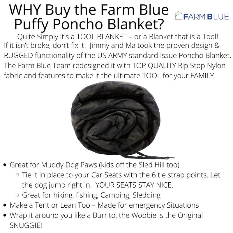 Farm Blue بطانية عسكرية كامو زرقاء وسوداء خفيفة الوزن - بطانية ووبية - بطانية بطانية متعددة الوظائف لجميع الأحوال الجوية - معدات التخييم، الرحلات والتخييم في الهواء الطلق - Image 4